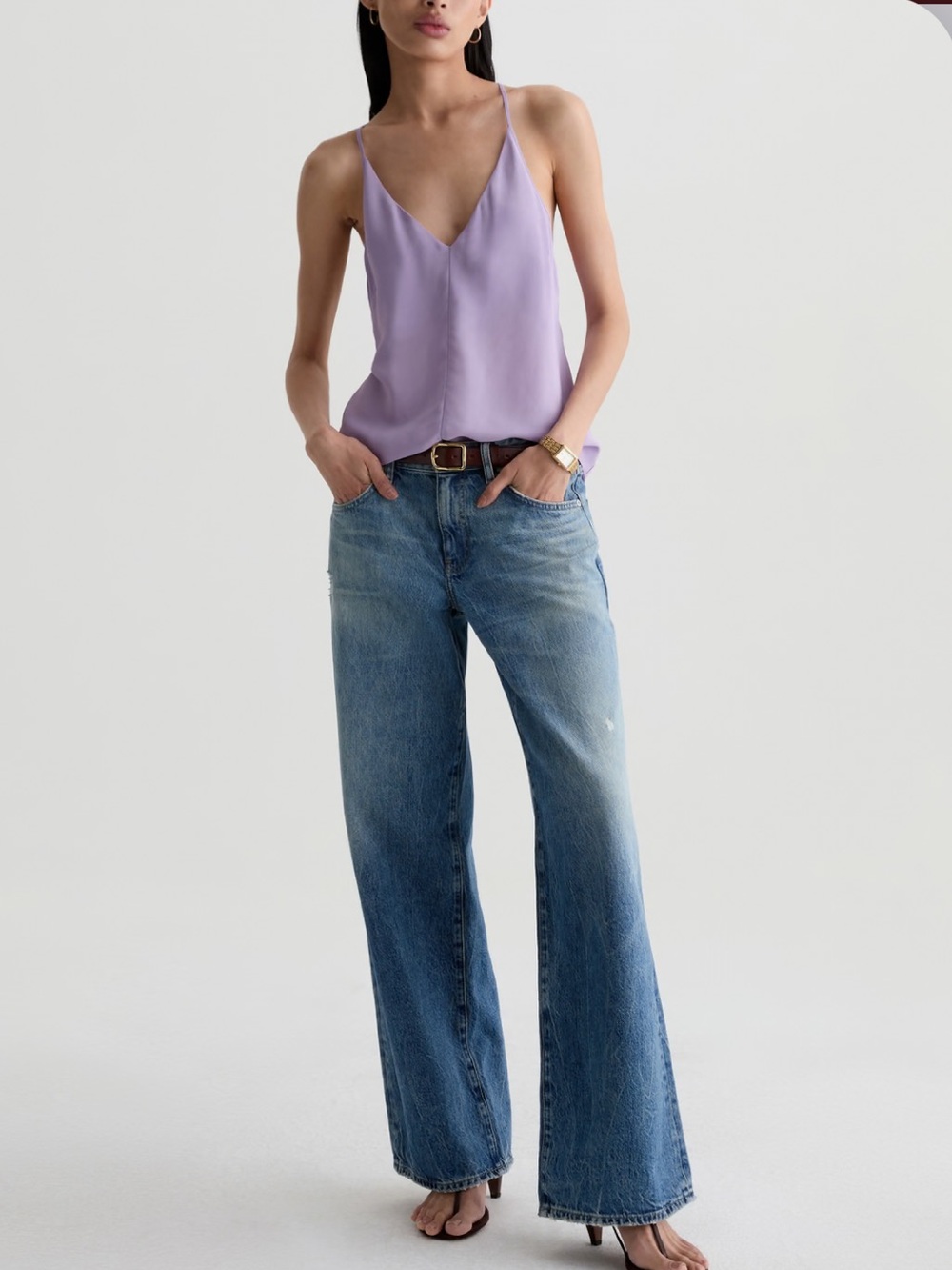 AG Adriano Goldschmied Adria Jean Low-Rise Wide Leg Jeans in Reserva Size 29